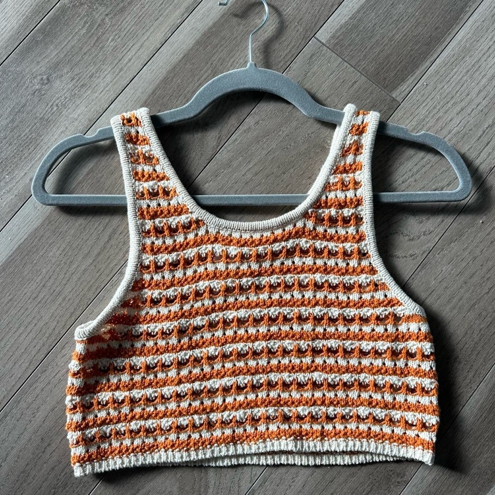 Orange and Cream Knit Crop Top